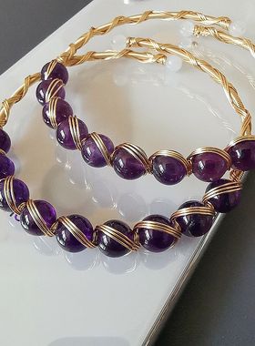 缘绘凤仪  清仓特惠 紫水晶珠 编织手镯 14K包金线 一只