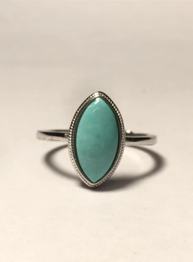 缘绘凤仪 精品湖北原矿绿松石马眼戒指漂亮高瓷度S925银镶嵌活口