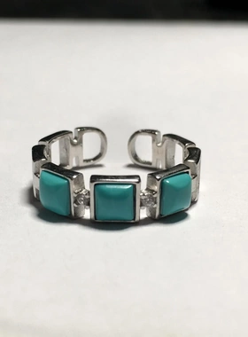 缘绘凤仪 精品湖北原矿绿松石 高瓷S925银手工包边镶嵌活口戒指