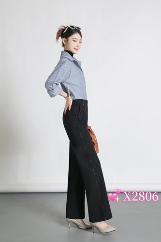 秋季断码捡漏2806大码女裤黑色休闲裤女宽松显瘦百搭筒喇裤长103