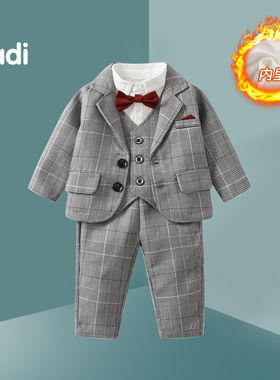 周岁礼服男宝宝西装男童绅士四件套装生日宴会抓周衣服花童表演服