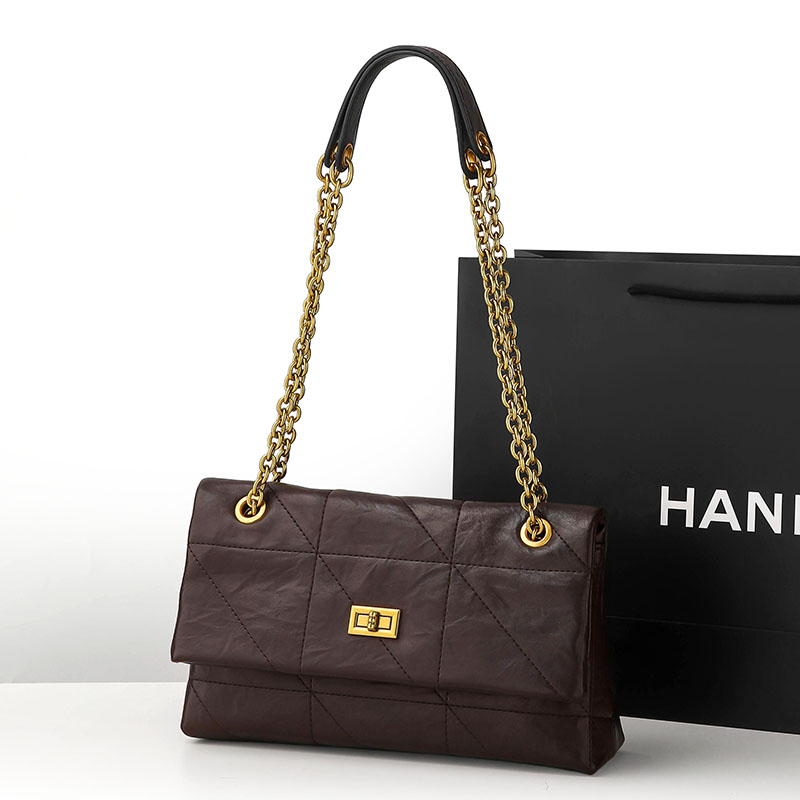 包包女2025新款高级精致菱格绣花单肩包手提斜挎链条包