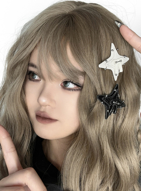 Broken bone原创 亚文化甜酷小众设计感星星PU皮质蝴蝶节发夹边夹