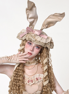 Broken bone原创 维多利亚复古甜美lolita蝴蝶结欧式兔耳礼帽头饰
