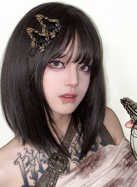 Broken bone原创 亚文化朋克复古豹纹星星缠绕刘海掰掰夹边夹头饰