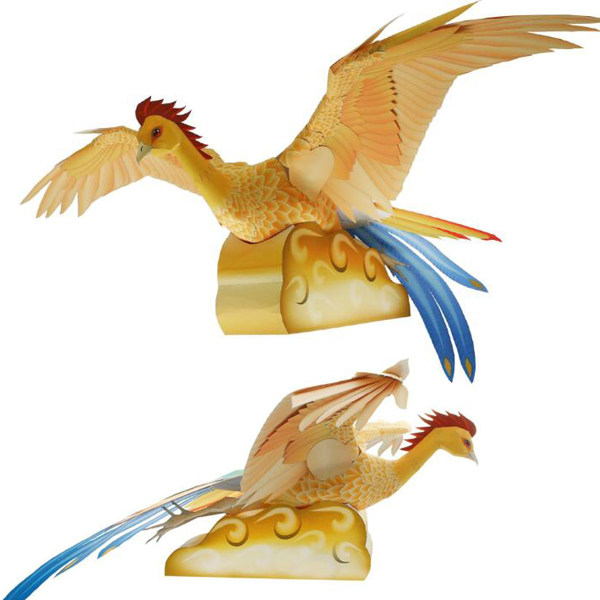 儿童手工折纸diy拼装立体纸质模型中国神话动物凤凰益智玩具制作