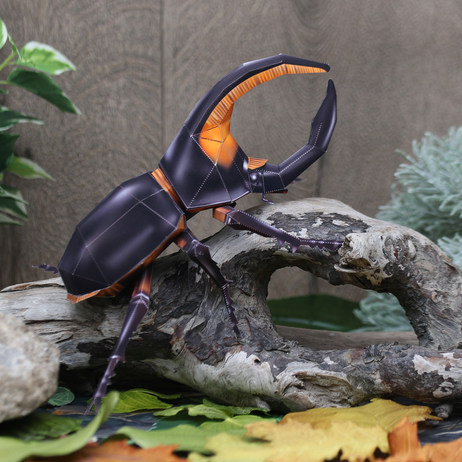 儿童手工折纸diy拼装立体3d纸质模型仿真昆虫大甲壳虫长戟大兜虫