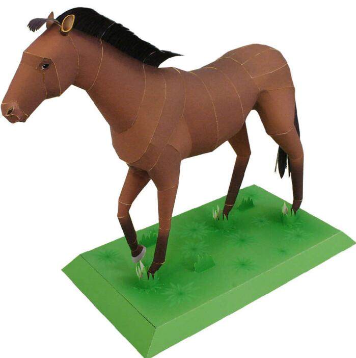 儿童手工折纸diy拼装益智立体3d纸质模型益智玩具制作仿真动物马