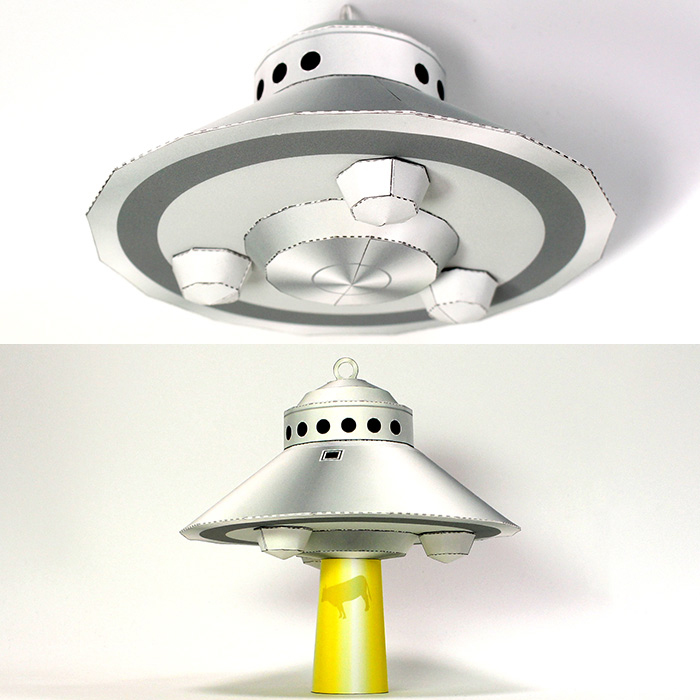 儿童手工折纸DIY拼装立体3D纸质模型飞碟UFO外星人飞船太空飞机