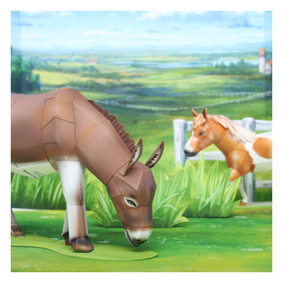 儿童手工折纸DIY拼装益智立体3D纸质模型玩具仿真动物骡子毛驴子