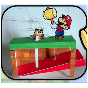 儿童手工折纸DIY拼装立体3D纸质模型超级玛丽马里奥玛丽过关场景