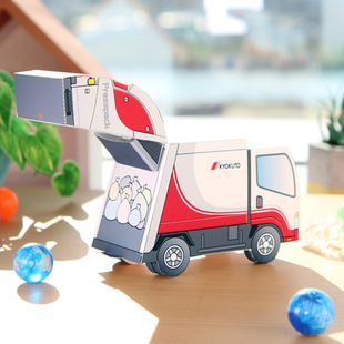 儿童手工折纸DIY拼装立体3D纸质模型卡通汽车交通工具垃圾清理车