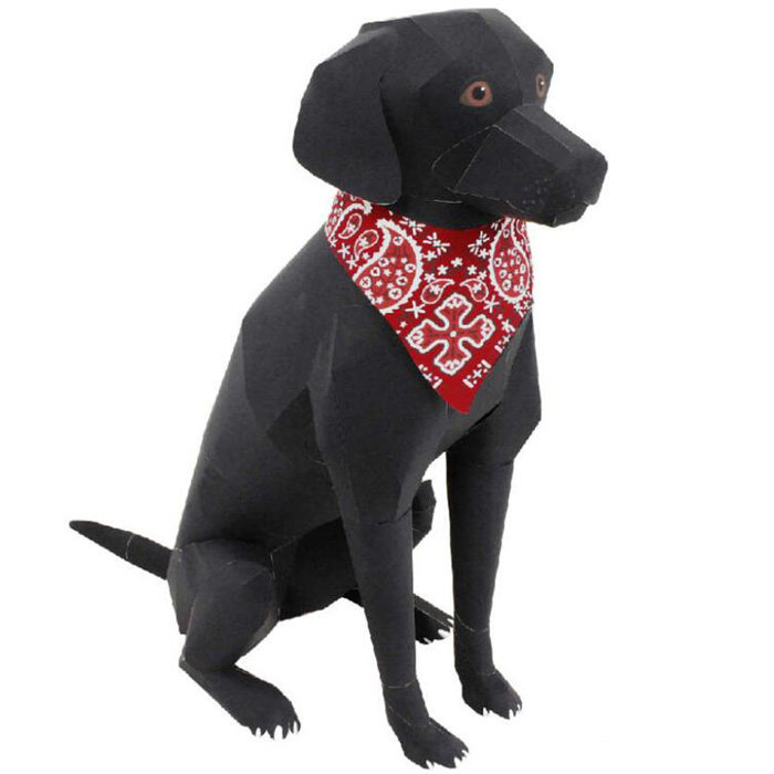 儿童手工折纸diy拼装立体纸质模型制作仿真动物拉布拉多犬宠物狗