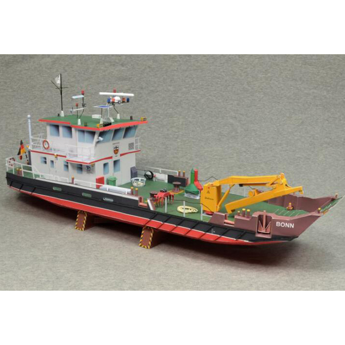 工程船施工轮船3D纸质模型制作
