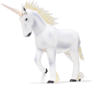 儿童手工折纸DIY拼装立体益智3D纸质模型神话动物独角兽白马制作