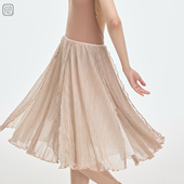 福生若舞 双层花瓣设计重工芭蕾舞蹈半裙 金线编织