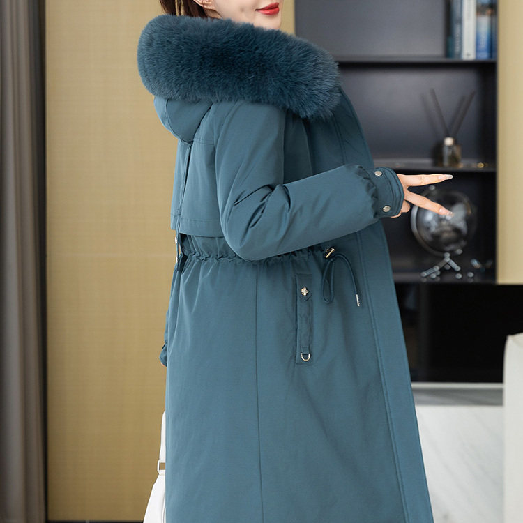 新款冬季女派克服外套棉服中长款可拆卸羽绒加厚