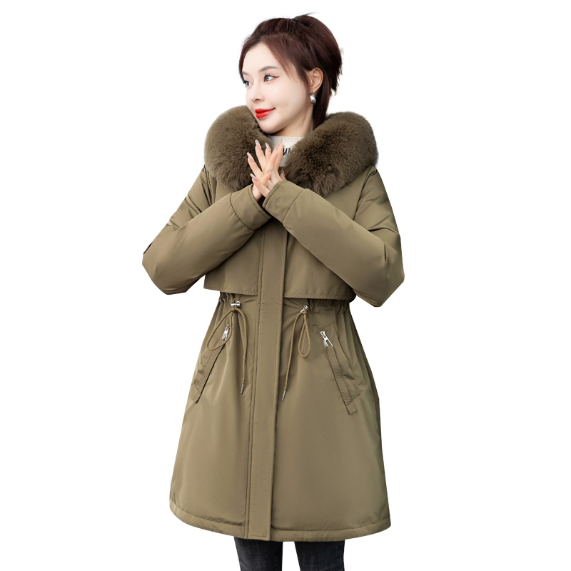 新款内胆冬季女士派克服棉衣可拆卸中长款羽绒加厚