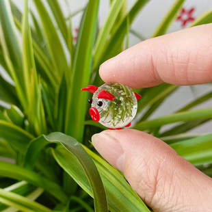 创意呆萌夜光小猪玻璃工艺品 饰茶宠小摆件迷你小饰品 办公桌面装