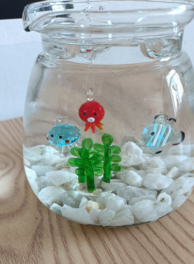 手作可爱玻璃海豚水母鱼缸装饰品