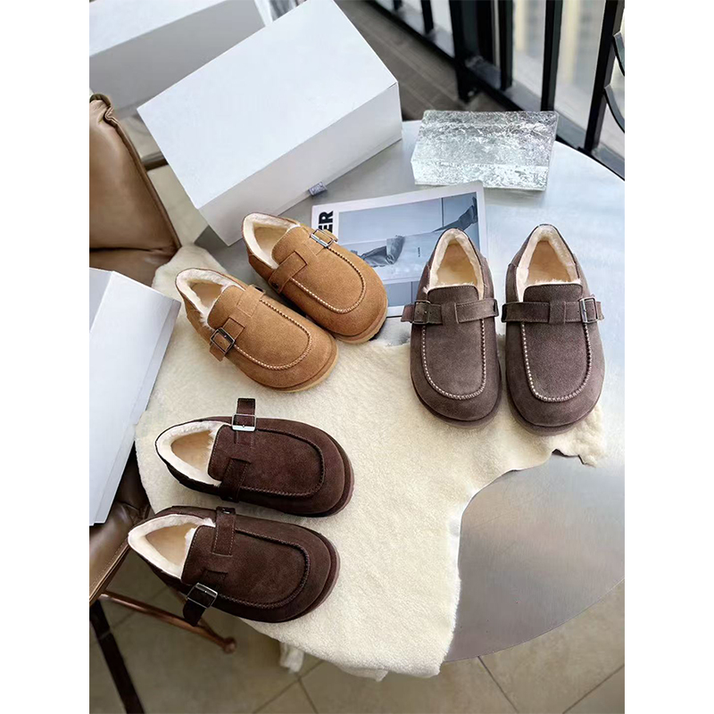 加绒保暖一脚蹬真皮休闲勃肯鞋女