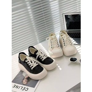 【欧货】真皮小白鞋女2026春季新款丑萌大头厚底增高运动休闲板鞋