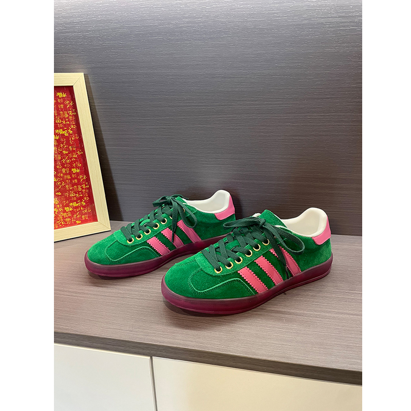 绿色复古休闲平底圆头运动休闲鞋