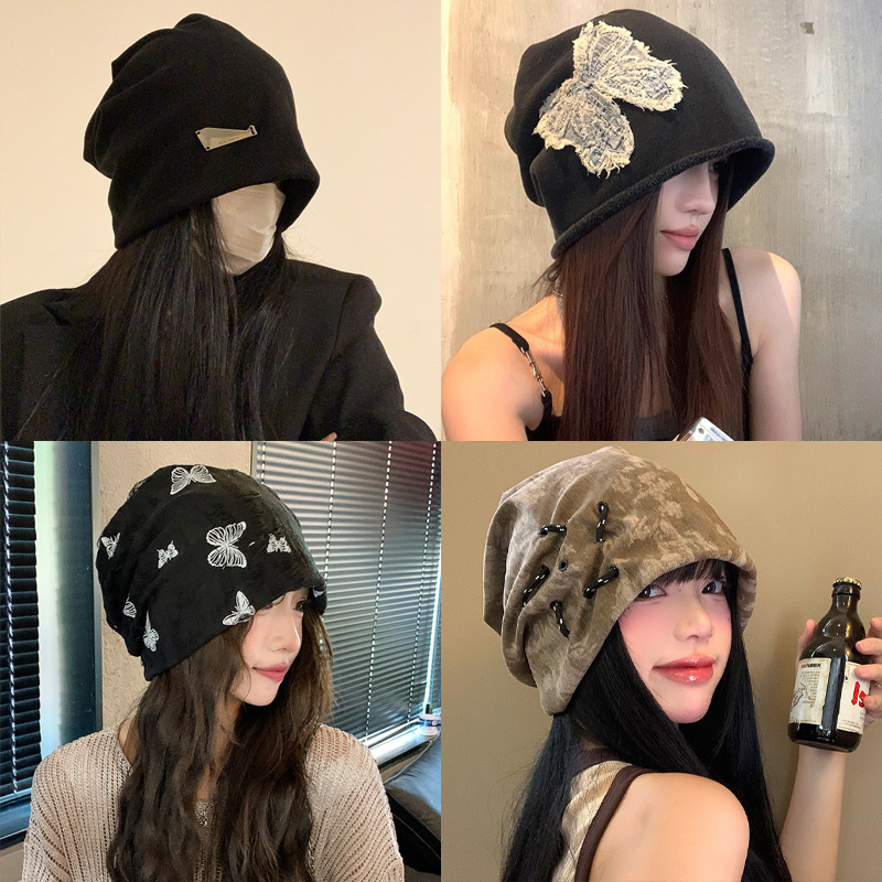 慵懒风大头围堆堆帽子女秋冬季韩版时尚新款针织冷帽显脸小包头帽