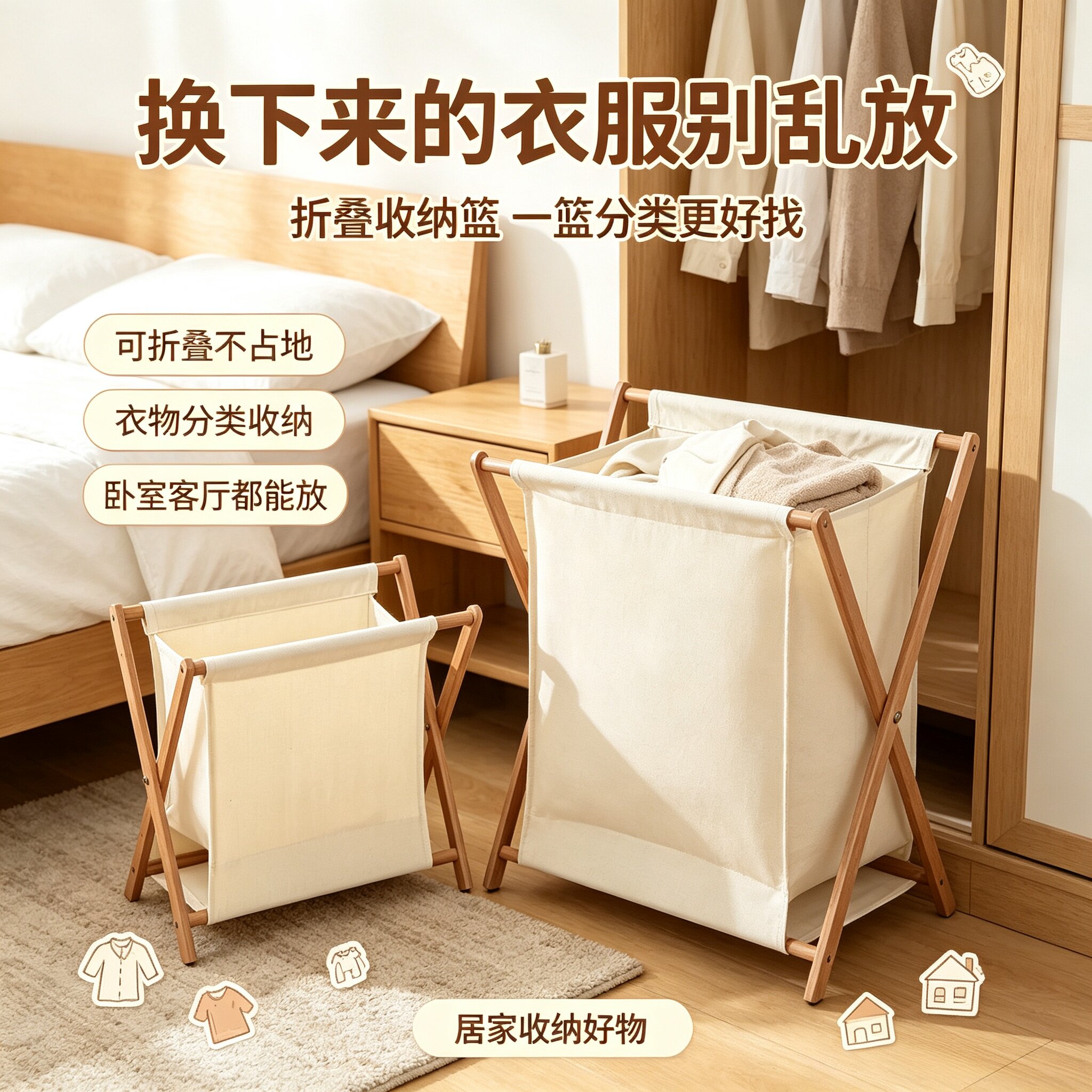 可折叠脏衣篓家用布艺脏衣服收纳筐窄缝脏衣篮日式洗衣篓免组装