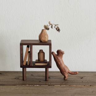 〈与猫共生020〉原创纯手工雕刻创意家居木猫摆件 | 泽无木作