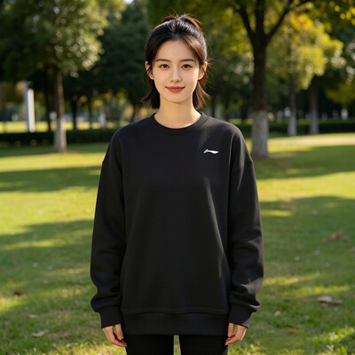 李宁女子圆领保暖套头卫衣