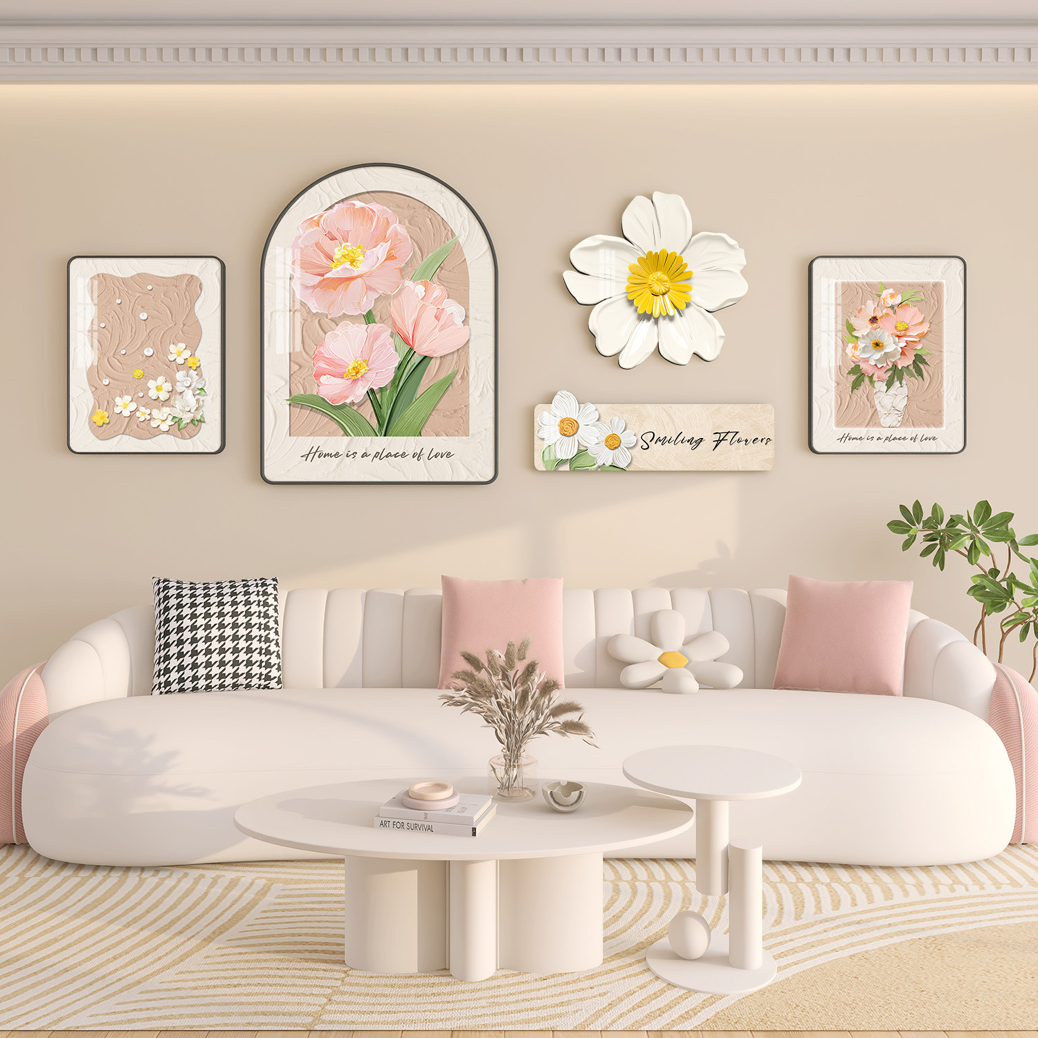 Instant Luxury: Cream Style Wall Art for Stunning Living Rooms - Product image 2