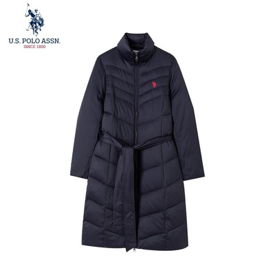￼ U.S.POLO ASSN. | 女士冬季修身收腰防寒保暖长款羽绒服外套