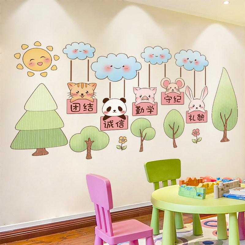 幼儿园小学教室走廊墙面装饰贴纸环创材料环境布置主题墙贴画卡通