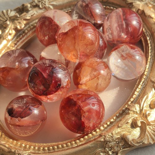 天然红胶花水晶散珠芬达胶花牛血红胶花单珠隔宝Diy设计款配珠