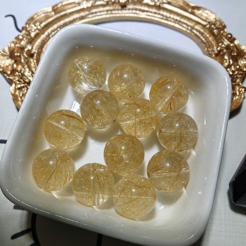 【高品质】天然维纳斯金发晶水晶散珠单珠圆珠DIY多宝手链隔珠