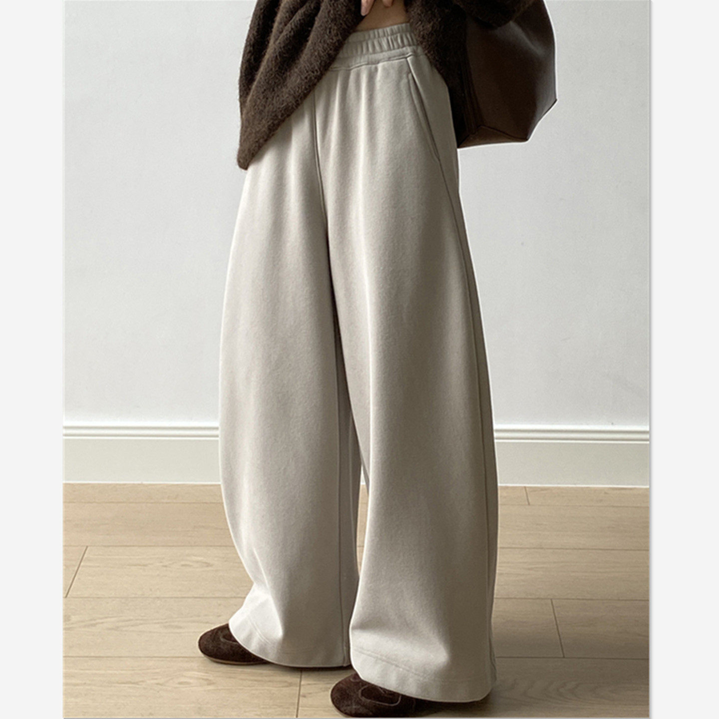 2025年秋冬季加baby绒软糯阔腿长裤子女休闲宽松卫裤纯色百搭保暖,女装/女士精品,卫裤,淘宝优惠券,粉丝福利购,淘宝优惠卷