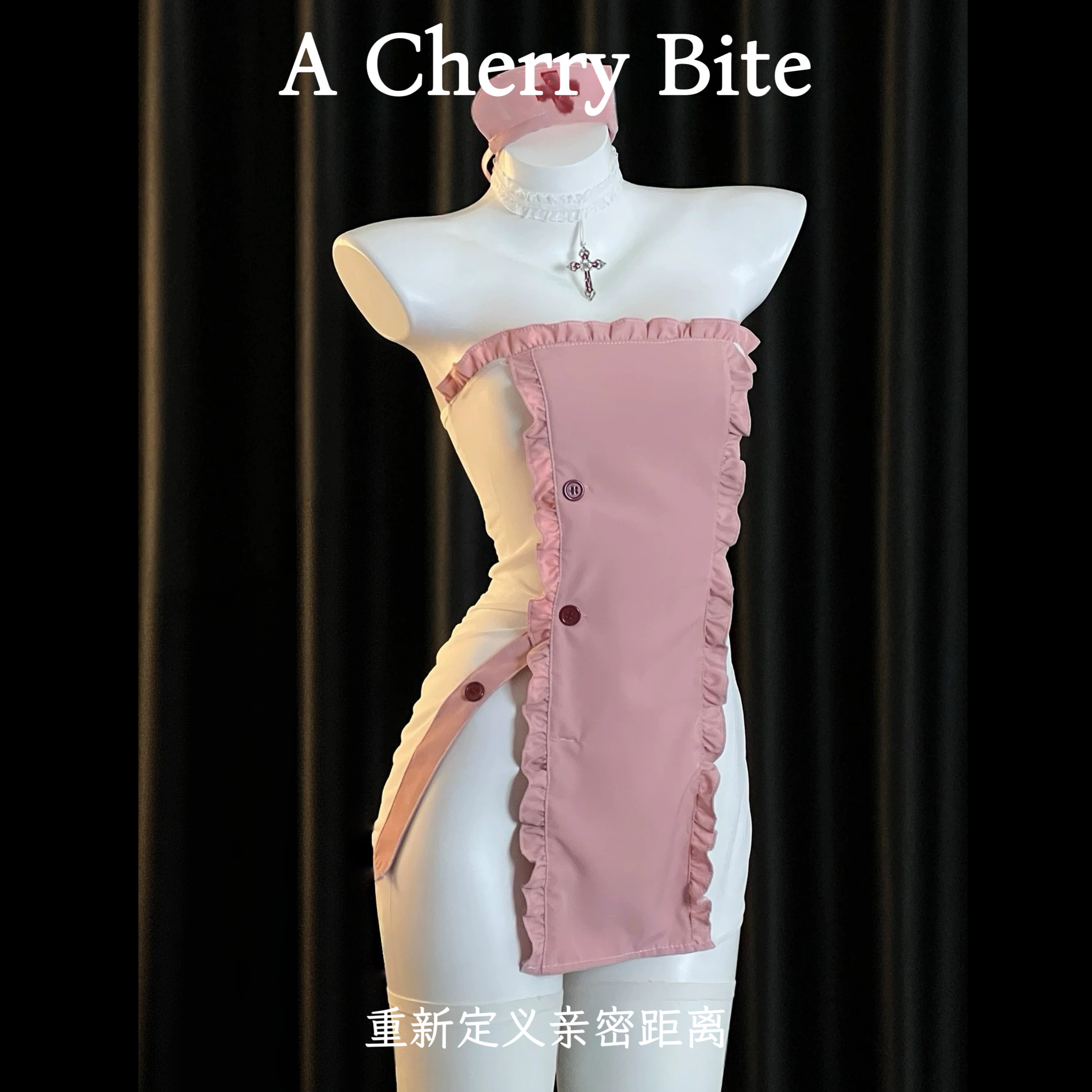 【心跳诊疗室】护士cos制服粉色荷叶边性感文胸套装角色扮演qqny,女士内衣/男士内衣/家居服,文胸套装,淘宝优惠券,粉丝福利购,淘宝优惠卷