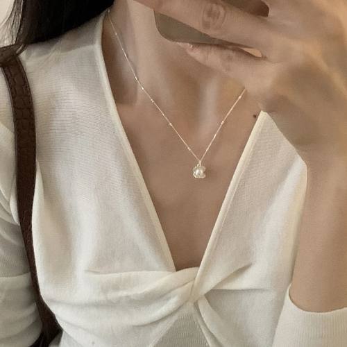 贝壳珍珠项链女轻奢小众叠戴气质颈链甜美高级设计感新款锁骨链潮