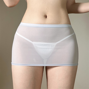 真空迷你超小短裙诱惑jk无内超薄超mini裙透冰丝学生蕾丝小包裙