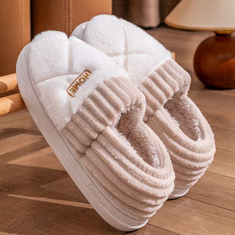 厚底棉拖鞋女士包跟冬天居家保暖厚底防滑外穿冬季毛绒棉鞋