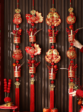 2026新款过年中国结挂件客厅高档福字挂饰新年背景墙乔迁之喜装饰