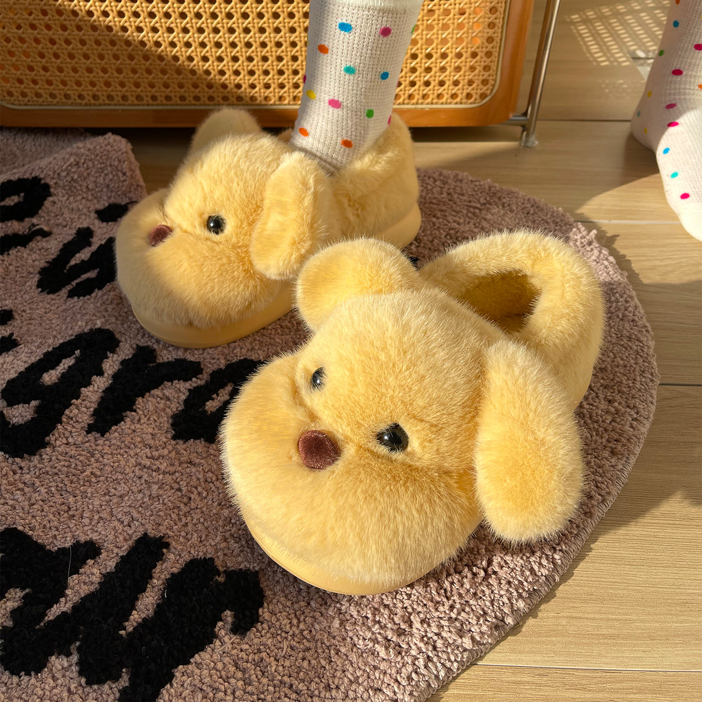 可爱棉鞋小狗女2025新款秋冬季室内居家防滑保暖厚底毛绒棉拖鞋女