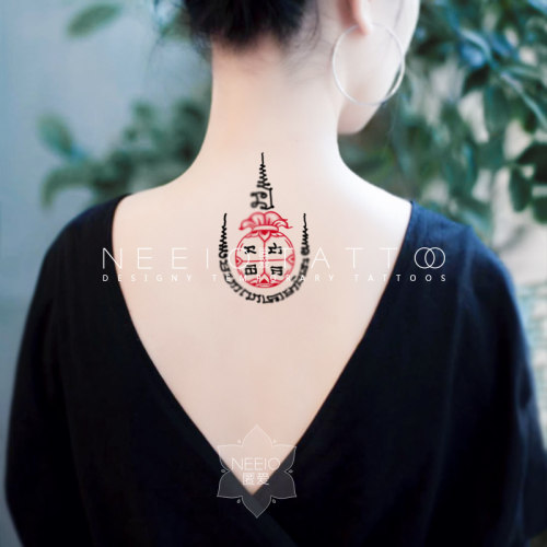 neeio纹身贴宝袋 钱袋子颈后手臂防水贴纸男女