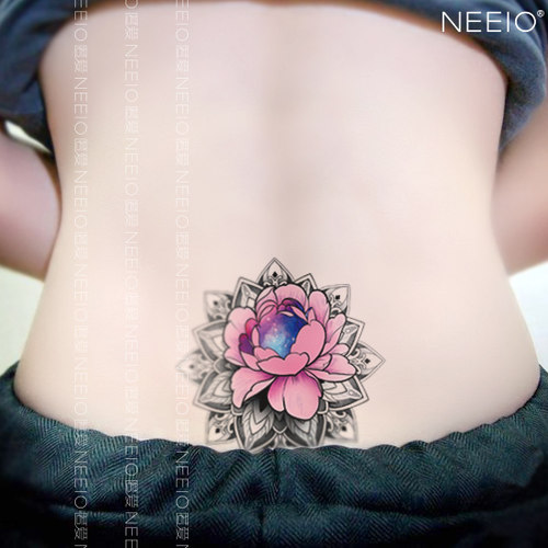neeio纹身贴 原宿星空梵花 腰腹肚皮遮挡横竖疤痕防水女