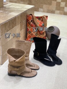 牛仔靴凉鞋女款夏季夹趾凉靴女2026新款平底人字拖鞋复古女鞋夏款