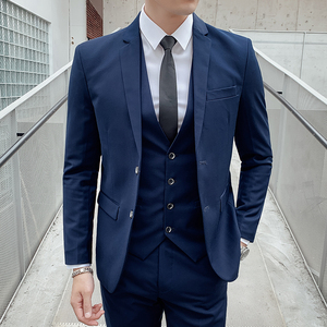 西装套装男新款男士纯色西服套装商务正装新郎伴郎西服西裤两件套图片