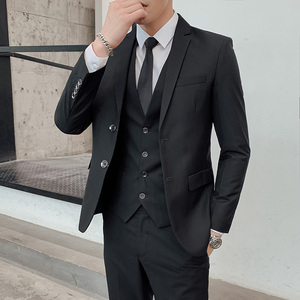 西装套装男新款男士纯色西服套装商务正装新郎伴郎西服西裤两件套图片