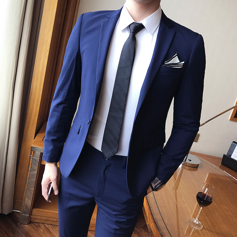 男休闲西装2022春季新款商务男大码英伦西服套装男韩版修身两件套,男装西服套装,星座1607