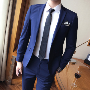 男休闲西装2022春季新款商务男大码英伦西服套装男韩版修身两件套
